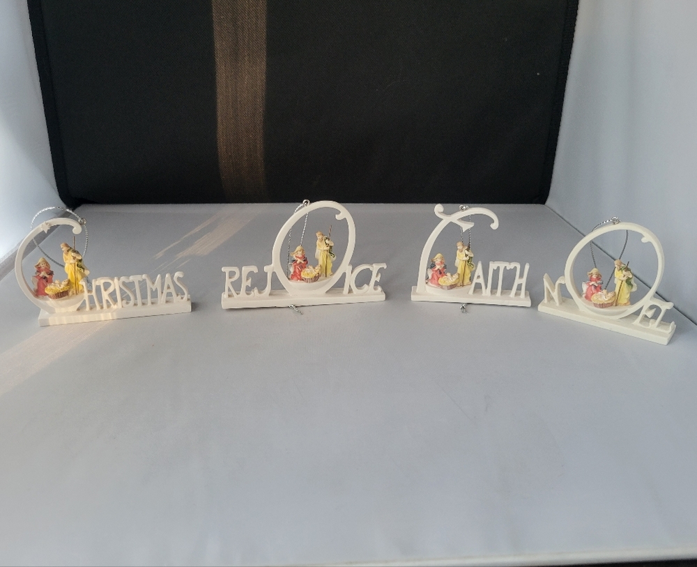 Four Inspirational Ornaments All Occasion/Christmas Holy Family Star Faith